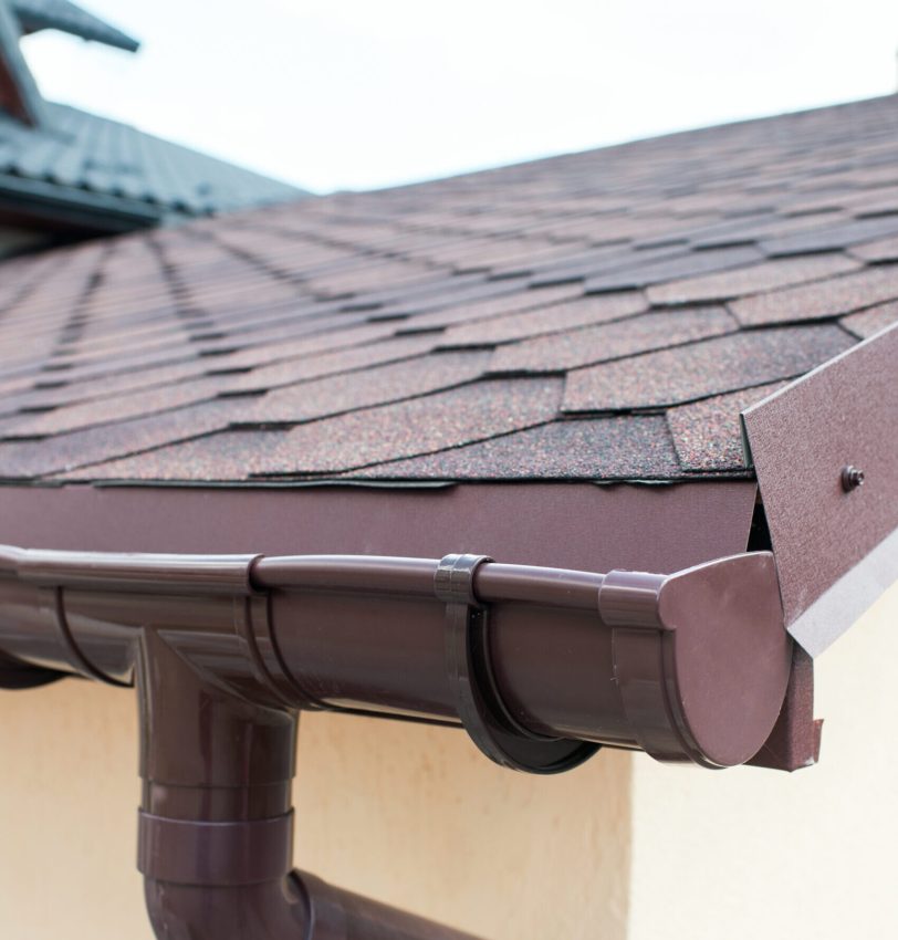 plastic gutter under the roof